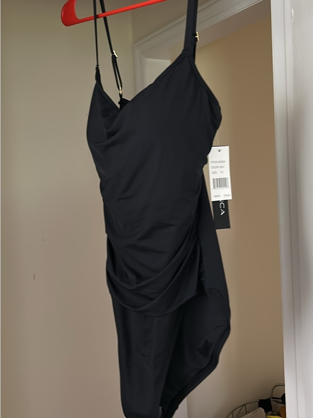 La Blanca Black One-Piece Swimsuit with Draped Front Detail